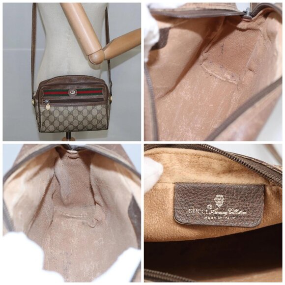 GUCCI GG Supreme Web Sherry Line Shoulder Bag PVC Beige Green Red - Picture 16 of 16